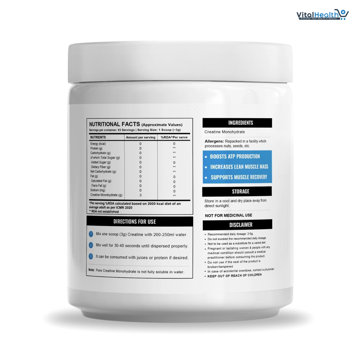 Wellcore Pure Micronised Creatine Powder (83 Servings, Unflavoured) For Enhanced Muscle Strength With Rapid Absorption | Creatine Monohydrate | Wellcore Creatine - 250g thumbnail 4