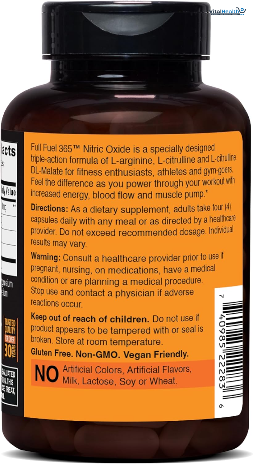 21st Century Full Fuel 365 Nitric Oxide Performance Booster with L-Arginine 120 Capsules thumbnail 7