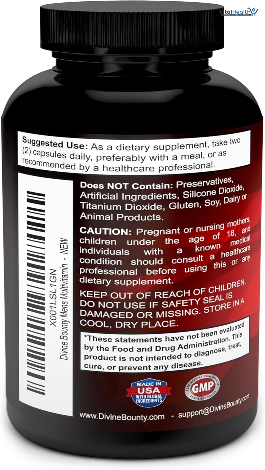 Mens Multivitamin – Daily Multivitamin for Men with Vitamin A C D E K B Complex, Calcium, Magnesium, Selenium, Zinc Plus – 90 Vegetarian Capsules thumbnail 4