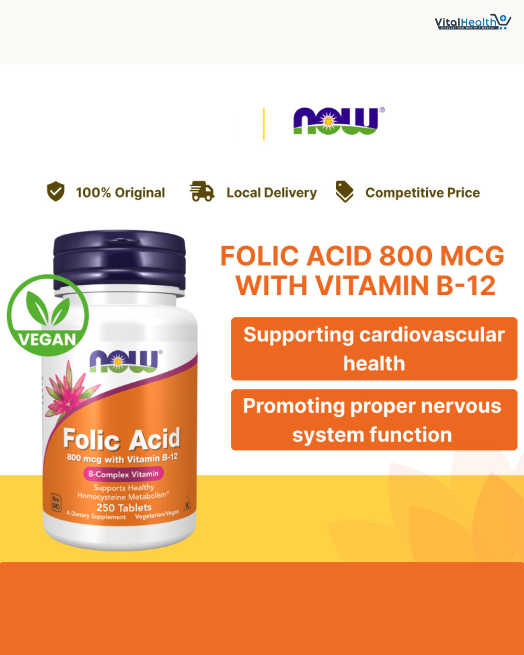 NOW Foods Folic Acid 800 mcg with Vitamin B12 250 Tablets thumbnail 4