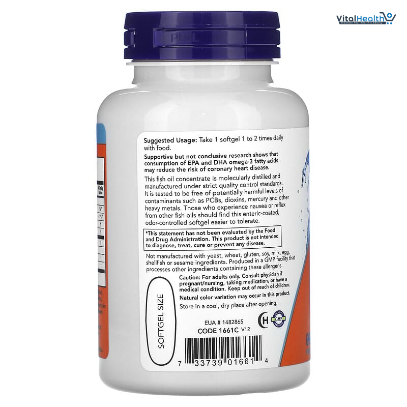 NOW Foods Supplements, Ultra Omega-3 Molecularly Distilled and Enteric Coated, 180 Softgels thumbnail 4