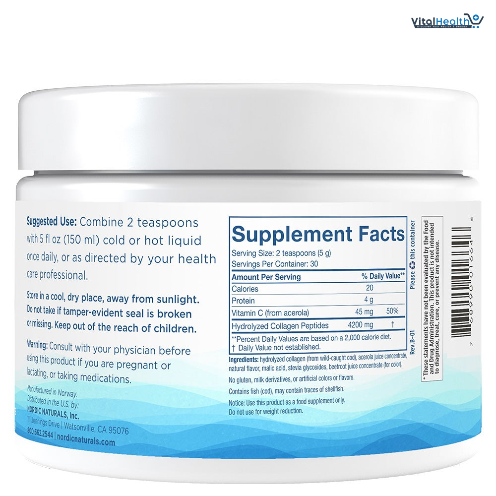 Nordic Naturals Nordic Beauty Marine Collagen Powder, Strawberry - 5.29 Ounces - Collagen Powder Supplement for Healthy Skin, Joints, and Bones, Vitamin C for Antioxidant Support - 30 Servings thumbnail 3