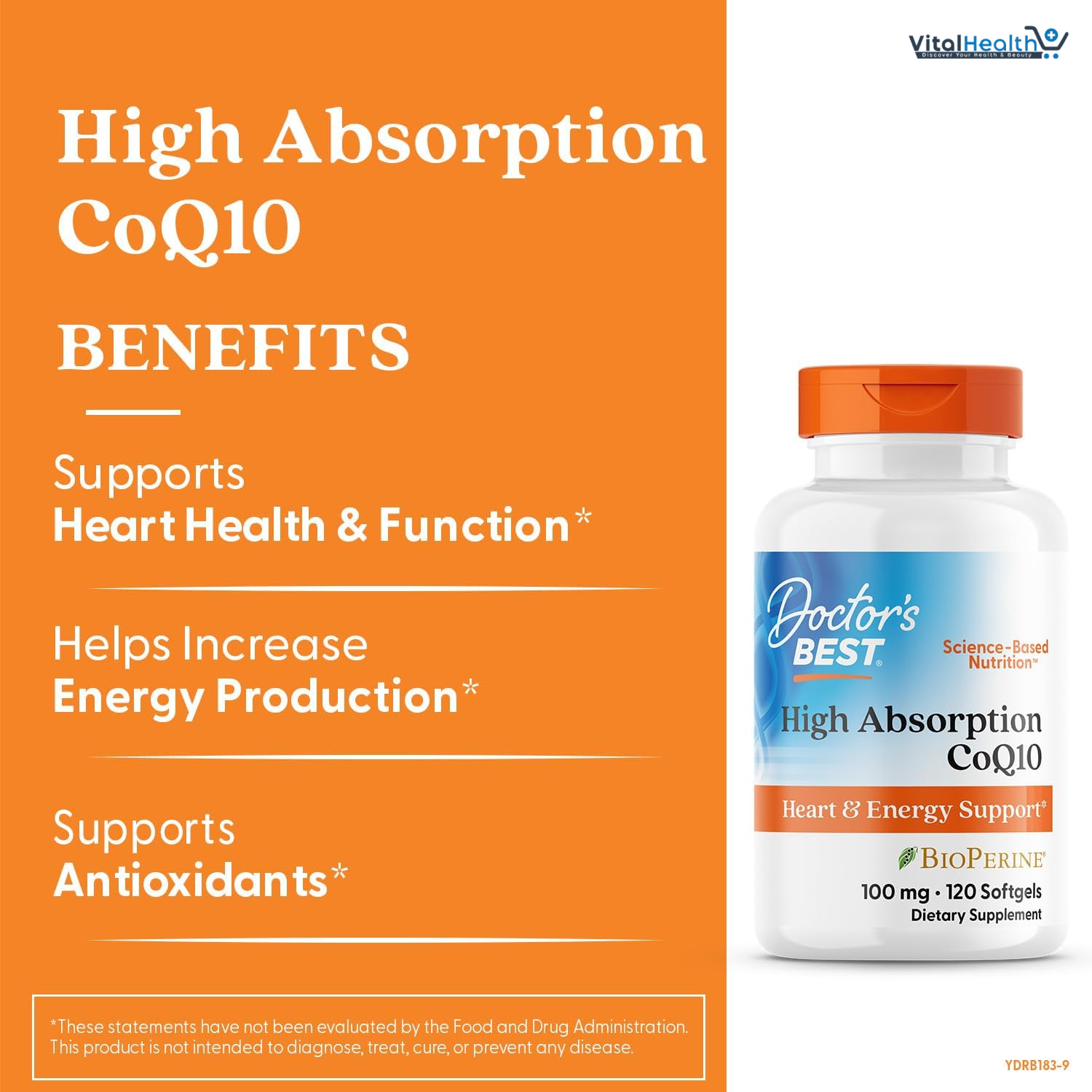 Doctor's Best High Absorption CoQ10 with BioPerine, Gluten Free, Naturally Fermented, Heart Health, Energy Production, 100 mg, 120 Count thumbnail 4