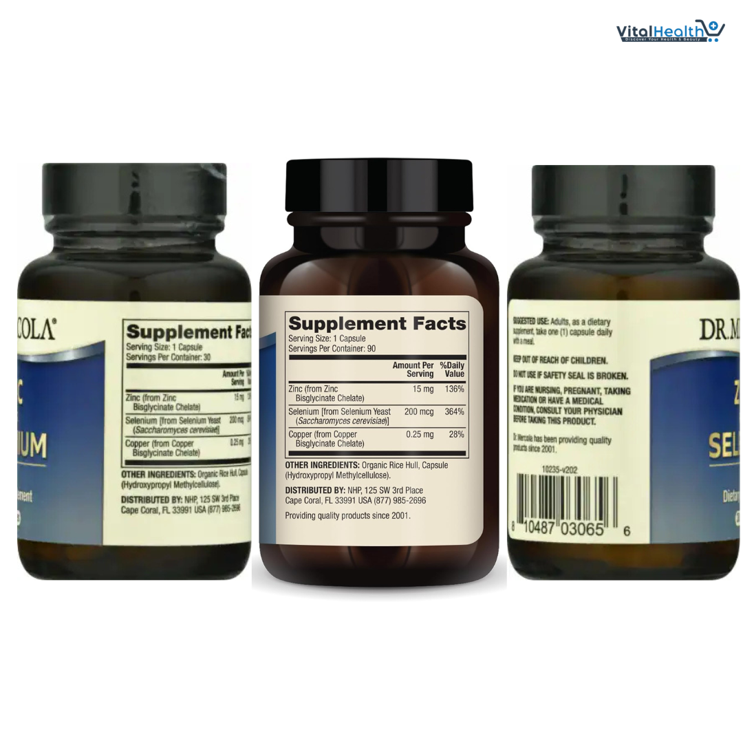 Dr. Mercola Zinc Plus Selenium - Mineral Blend Supplement - For Immune, Brain &amp; Respiratory Support - Contains Zinc Glycinate Chelate &amp; Copper - GMO-Free &amp; Gluten-Free - 90 Capsules 90 Servings thumbnail 3