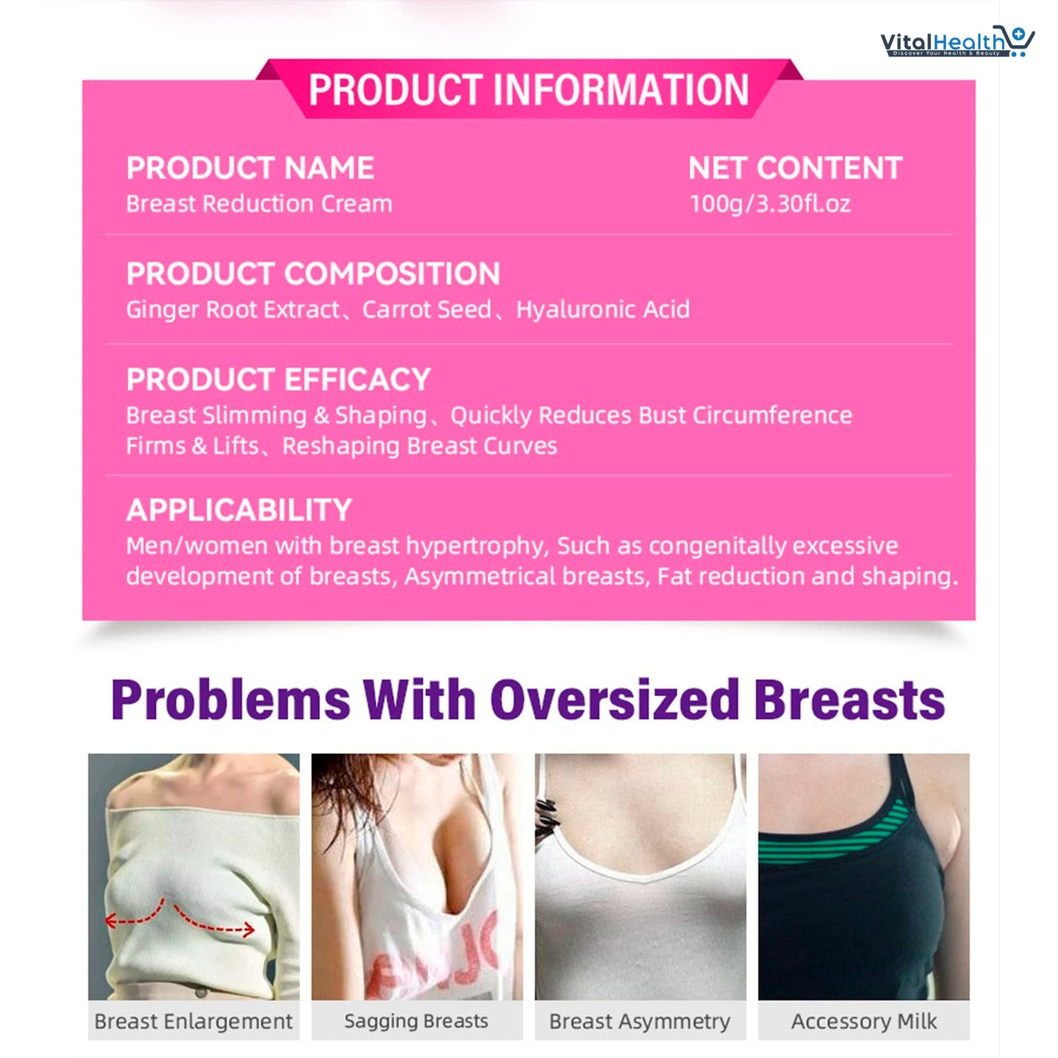 AICHUN BEAUTY Breast Reduction Cream Shrink Bust Quickly Slimming Shaping Breast Fat Burning 100ml 3.30 Fl. Oz thumbnail 2