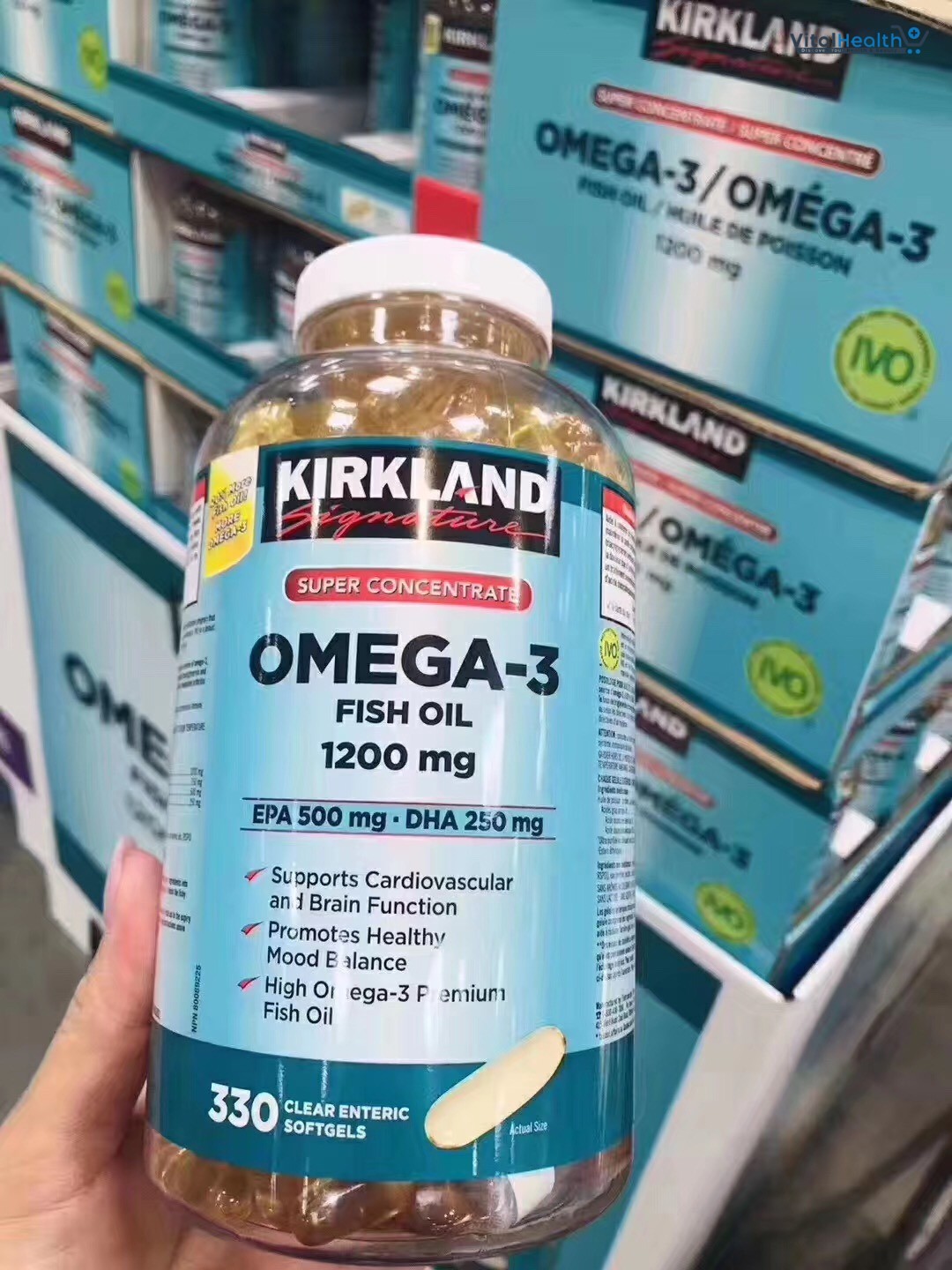 Kirkland Signature Super Concentrate Omega-3 Fish Oil 1200mg, EPA 500/DHA 250mg, 330 Clear enteric softgels thumbnail 3