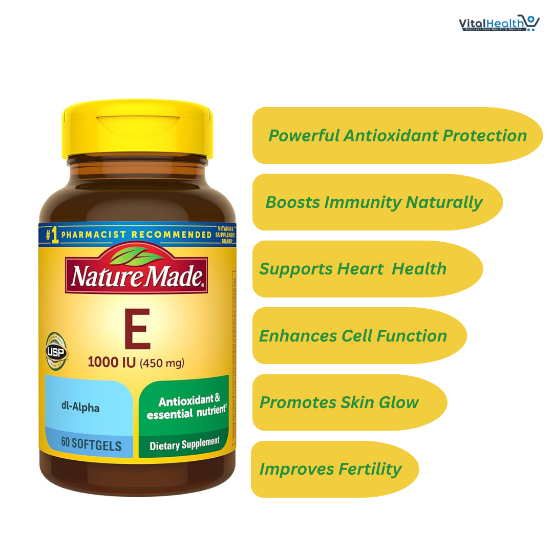 Nature Made Vitamin E 1000 IU 450mg (dl-Alpha) Softgels 60 Ct thumbnail 2