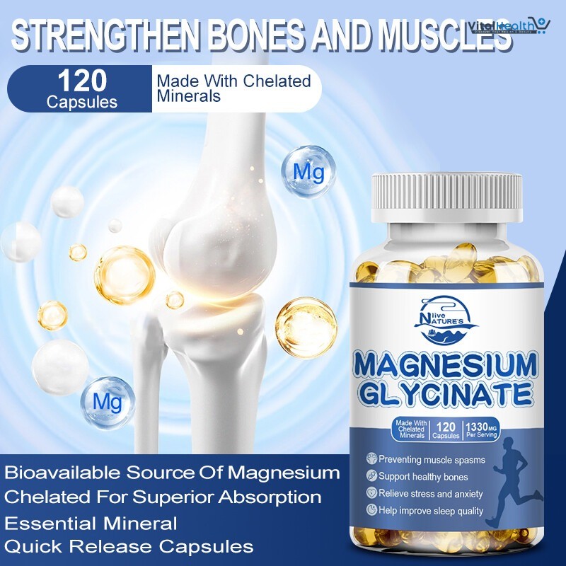 NATURE'S LIVE Magnesium Glycinate 1330mg 120 Capsules Highest Potency Buffered &amp; Chelated thumbnail 3