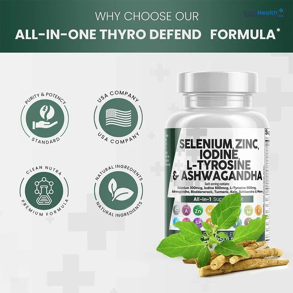 Selenium Zinc &amp; Iodine Capsules Thyroid Support Supplement for Men and Women _ 60 Count thumbnail 4