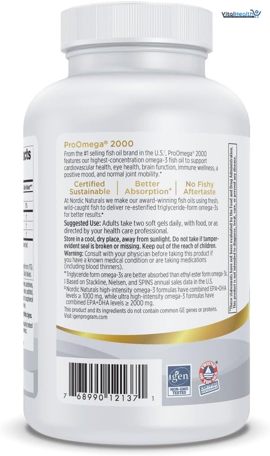 Nordic Naturals ProOmega 2000, Lemon Flavor - 120 Soft Gels - 2150 mg Omega-3 - Ultra High-Potency Fish Oil - EPA &amp; DHA thumbnail 6