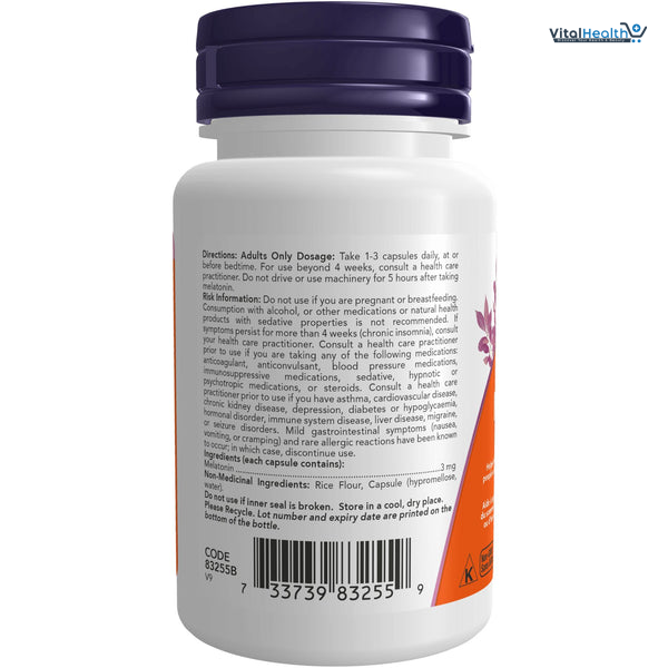 Now Foods Melatonin 3mg 180 Caps thumbnail 4