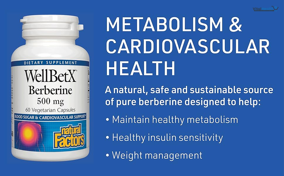 Natural Factors WellBetX Berberine 500mg - Supports Metabolic Health - Formula Supports Healthy Heart - 120 Capsules thumbnail 5