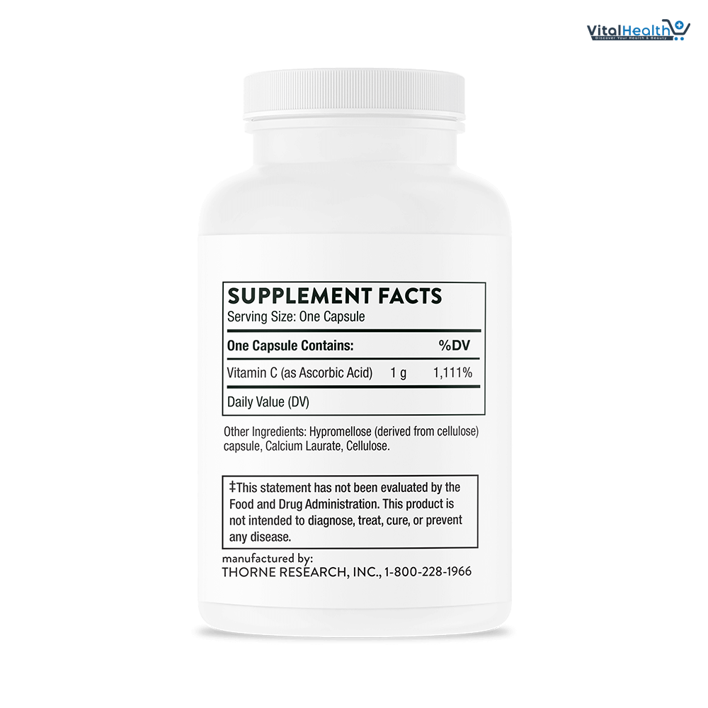 THORNE - Vitamin C 500 mg - Blend of Vitamin C and Citrus Bioflavonoids from Oranges - Supports Immune System, Cellular Energy Production &amp; Collagen Production* - Third-Party Certified - 90 Servings thumbnail 6