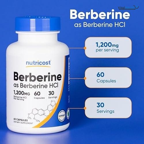 Nutricost Berberine HCl 1200mg , 60 Vegetarian Capsules - Gluten Free &amp; Non-GMO thumbnail 4