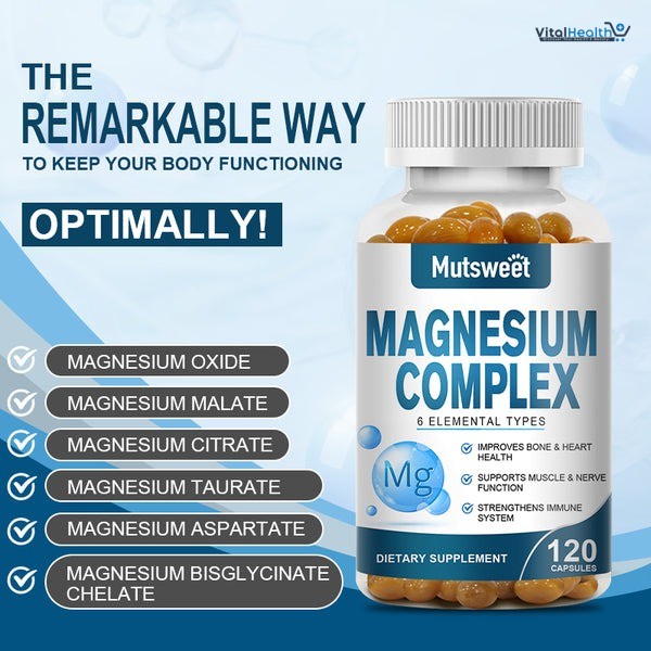 MUTSWEET Premium Magnesium Complex 500mg _ 120 Capsules _ For Bone, Muscle and Heart Health thumbnail 5
