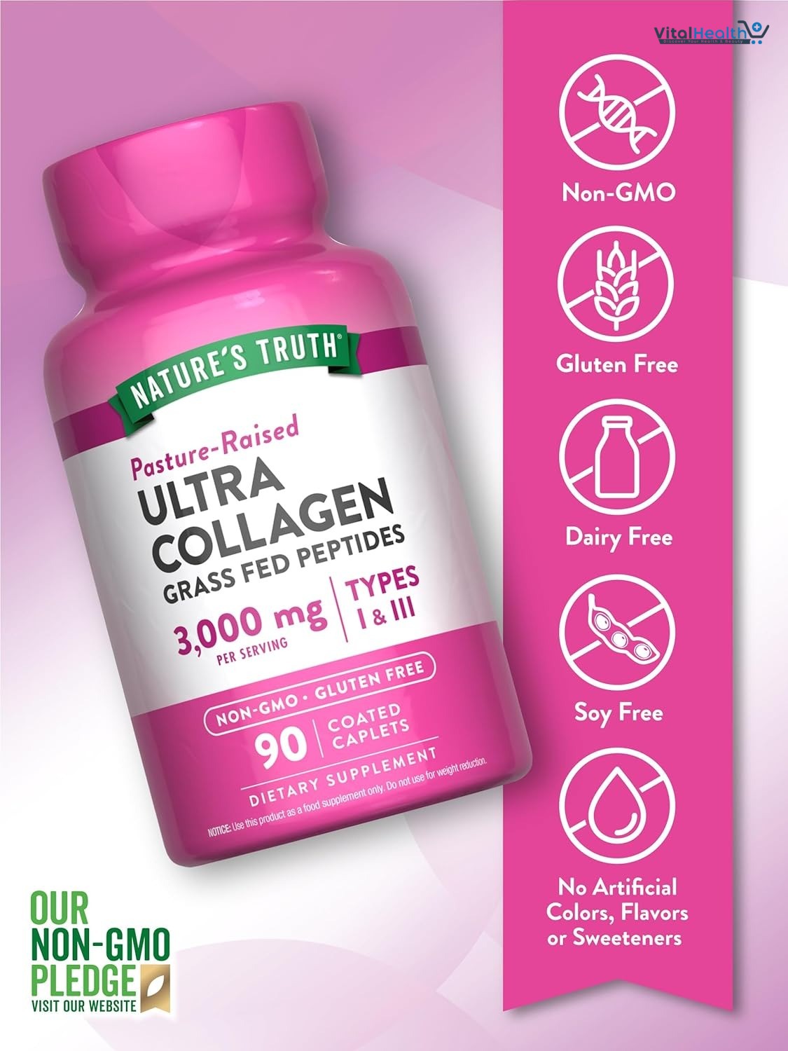 Nature's Truth Hydrolyzed 3000 Mg Collagen Type I &amp; Iii with Vitamin C, 90 Count thumbnail 3