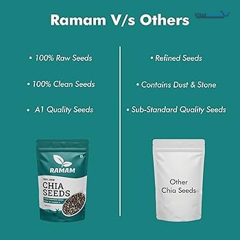 Ramam Chia Seeds 150 Grams (Organic and Original) Superfood Herbal Diet Supplement for weight loss thumbnail 3