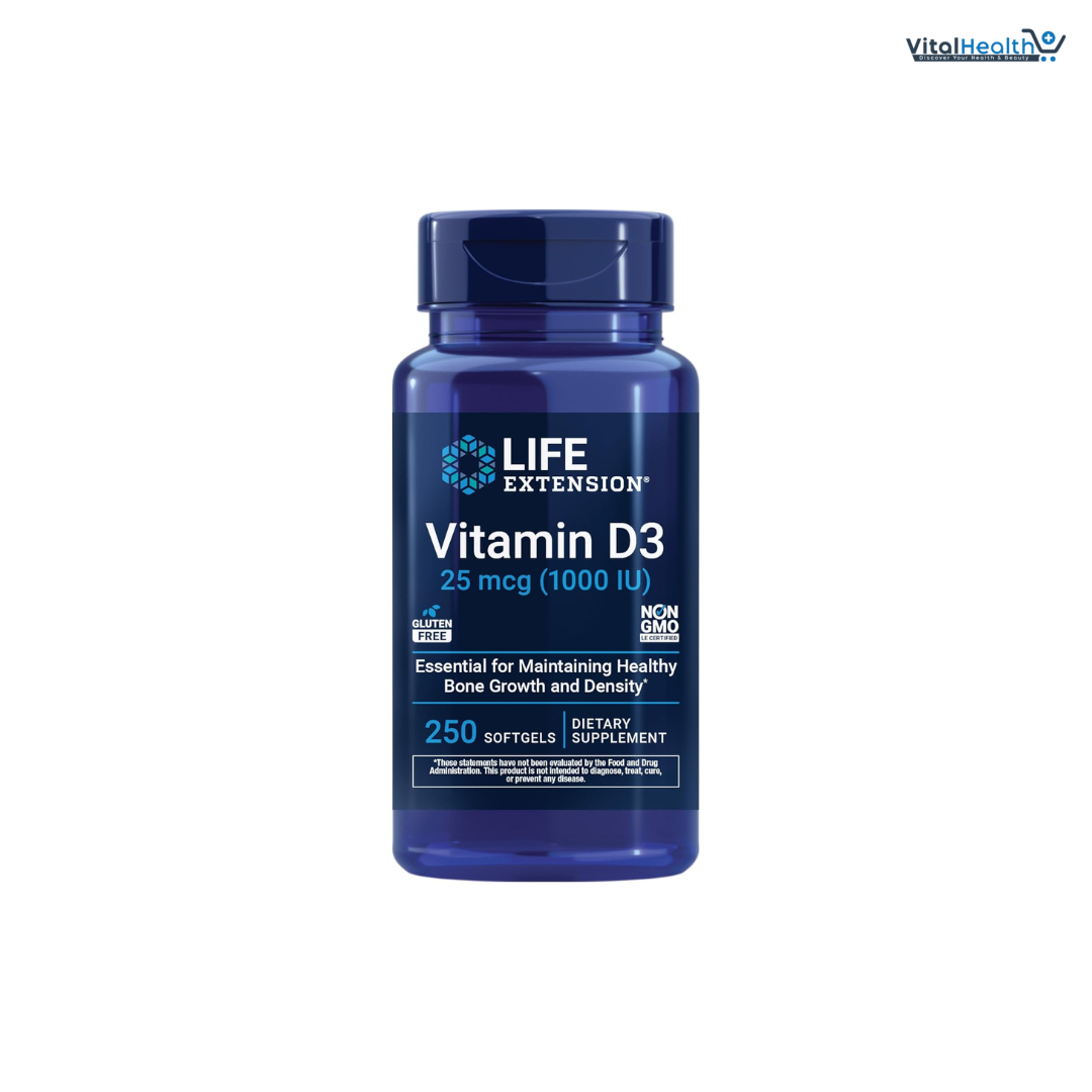 Life Extension Vitamin D3 25 mcg (1000 IU), Immune System Support, Bone Health, Whole-Body Health, Value Size, Gluten-Free, Non-GMO, 250 softgels thumbnail 6