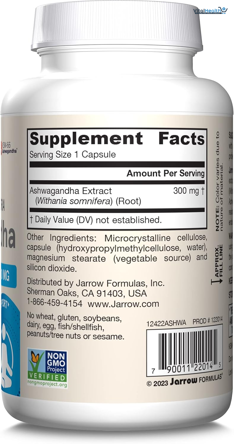 Jarrow Formulas Ashwagandha Capsules, 300 mg Supplement Supports Normalized Resistance to Mental and Physical Stress, 120 Veggie Capsules, 60 Day Supply thumbnail 4