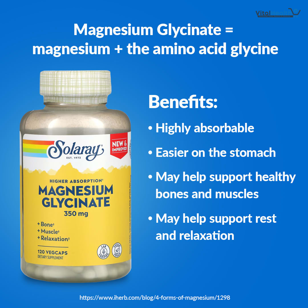 SOLARAY Magnesium Glycinate Capsules, Chelated Magnesium Bisglycinate w/BioPerine, Higher Absorption Magnesium Supplement - Bones, Muscles, Heart Support, 120 VegCaps thumbnail 2