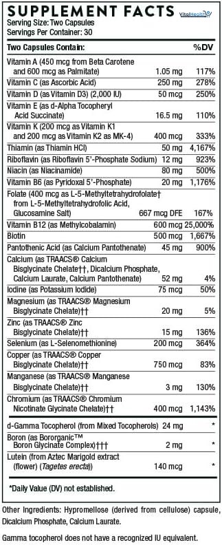 THORNE Basic Nutrients 2/Day - Comprehensive Daily Multivitamin with Optimal Bioavailability - Vitamin and Mineral Formula - Gluten-Free, Dairy-Free, Soy-Free - 60 Capsules thumbnail 4