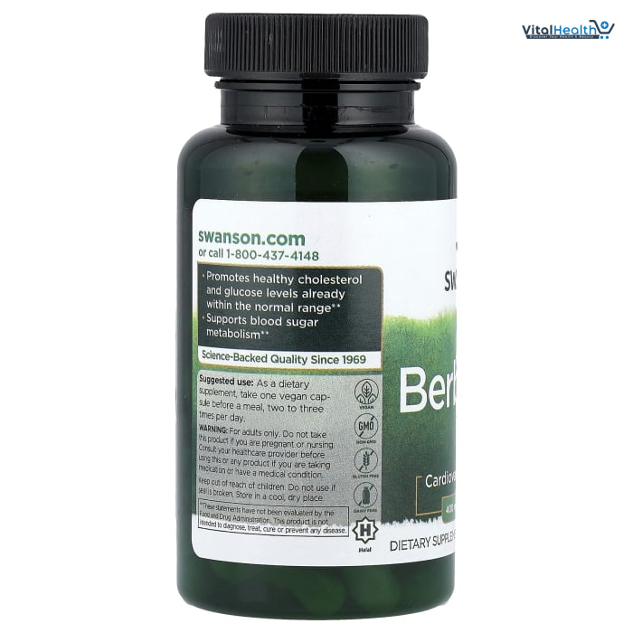 Swanson Berberine - Standardized 97% Berberine HCl- 400mg Each - 60 Capsules thumbnail 6