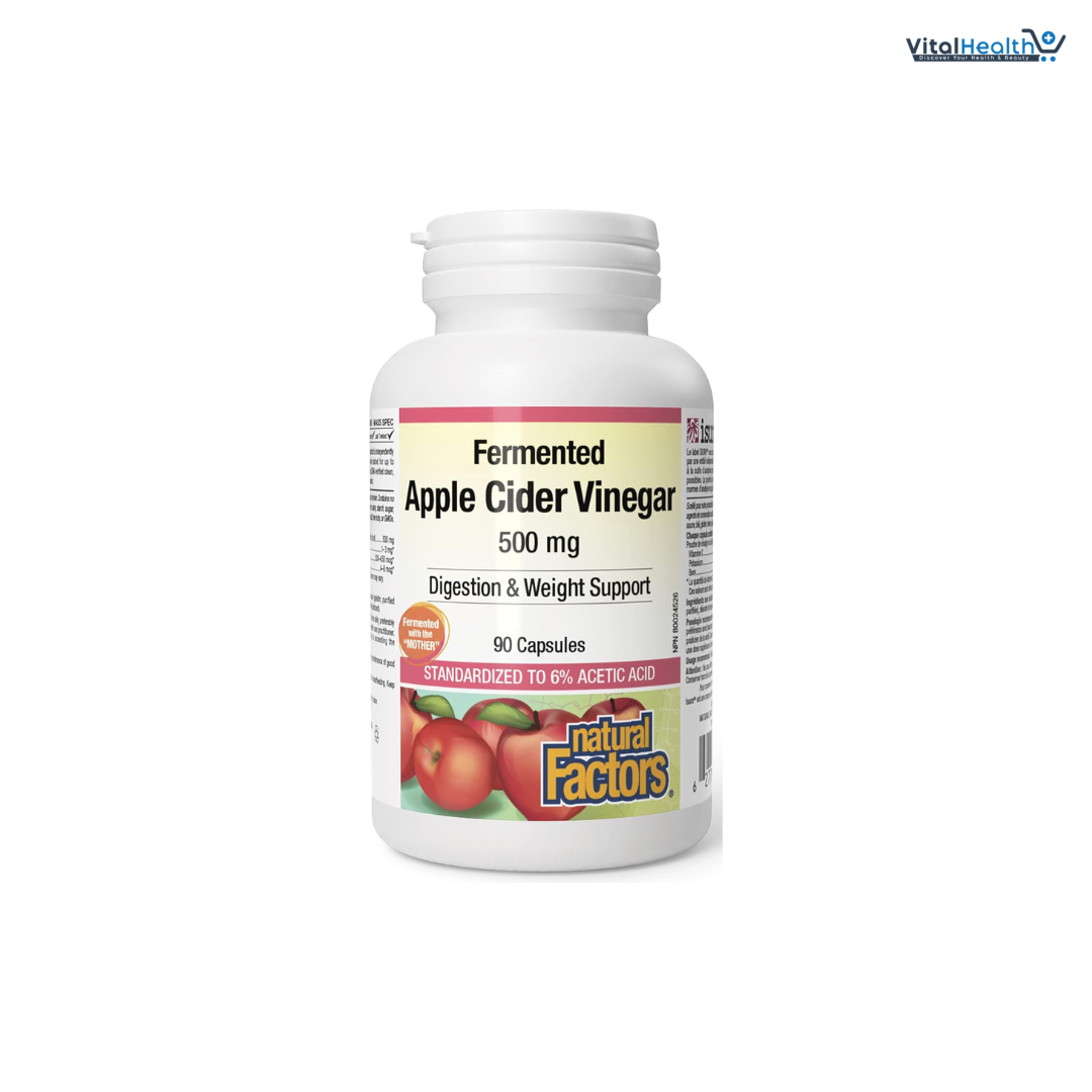 Natural Factors Fermented Apple Cider Vinegar 500mg - 90 capsules thumbnail 2