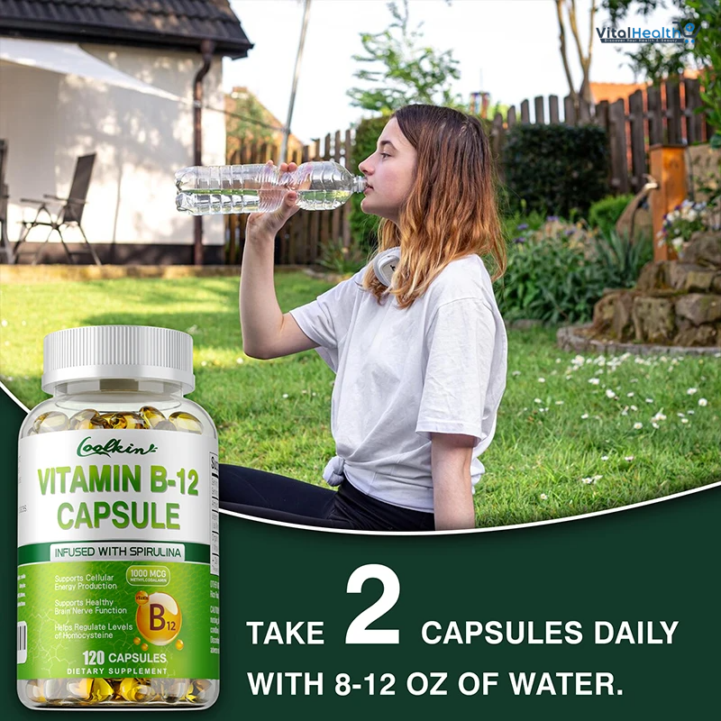 Vitamin B12 Capsules - Methylcobalamin Supplement for Mind, Energy, Brain, Mood, Heart Support - 120 Count thumbnail 2