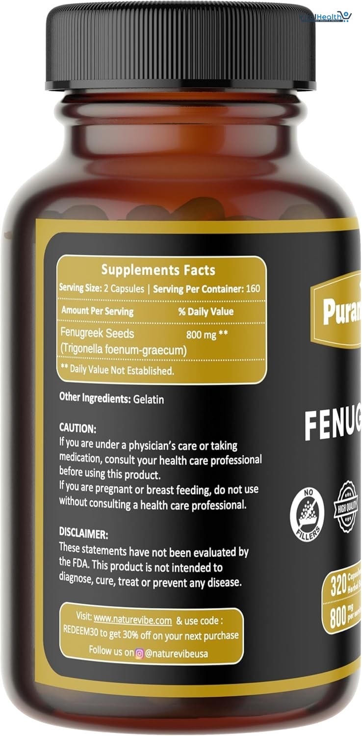 Fenugreek Premium 320 Capsules Non GMO and Gluten Free | Herbal Supplement | 800 mg Per Serving | Made with 100% Pure Herb Fenugreek Seed Powder (Trigonella foenum-graecum) thumbnail 5
