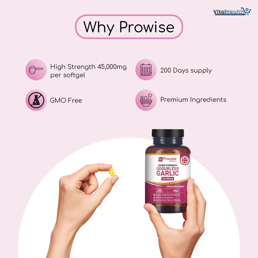 Prowise Premium Odourless Garlic Capsules | 45,000mg per softgel | 200 softgels thumbnail 5