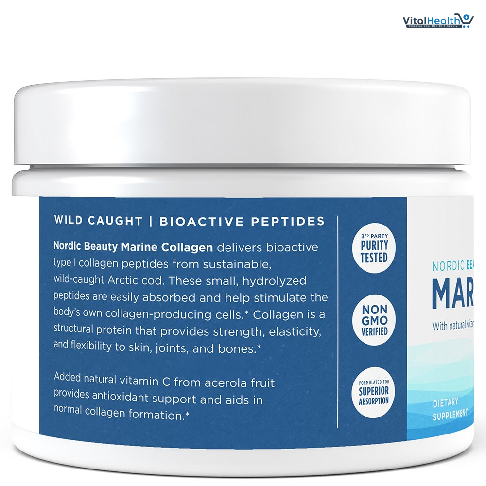 Nordic Naturals Nordic Beauty Marine Collagen Powder, Strawberry - 5.29 Ounces - Collagen Powder Supplement for Healthy Skin, Joints, and Bones, Vitamin C for Antioxidant Support - 30 Servings thumbnail 4