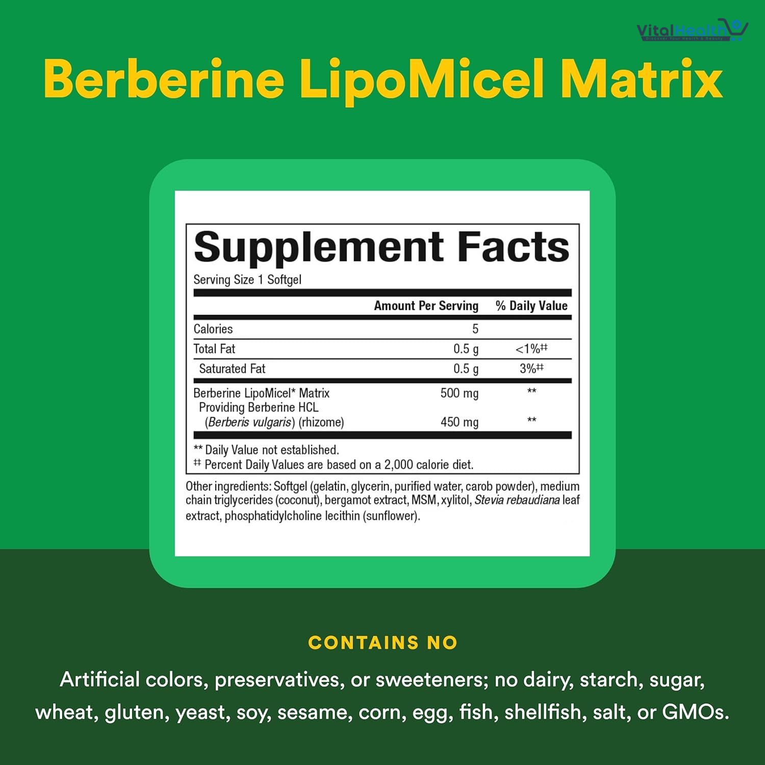 Natural Factors Berberine LipoMicel Matrix - Daily Supplement Supports Metabolic Health - Formula Supports General Health - Gluten-Free &amp; Dairy-Free - 60 Liquid Softgels (60 Servings) thumbnail 5