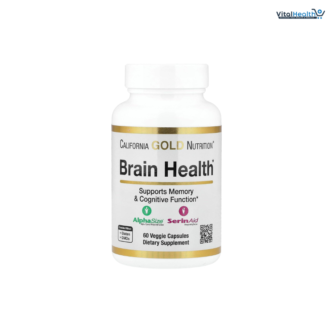California Gold Nutrition Brain Health with Alpha-Glycerophosphorylcholine Calcium Phosphorus and Phosphatidyl serine 60 Veggie Capsules thumbnail 2