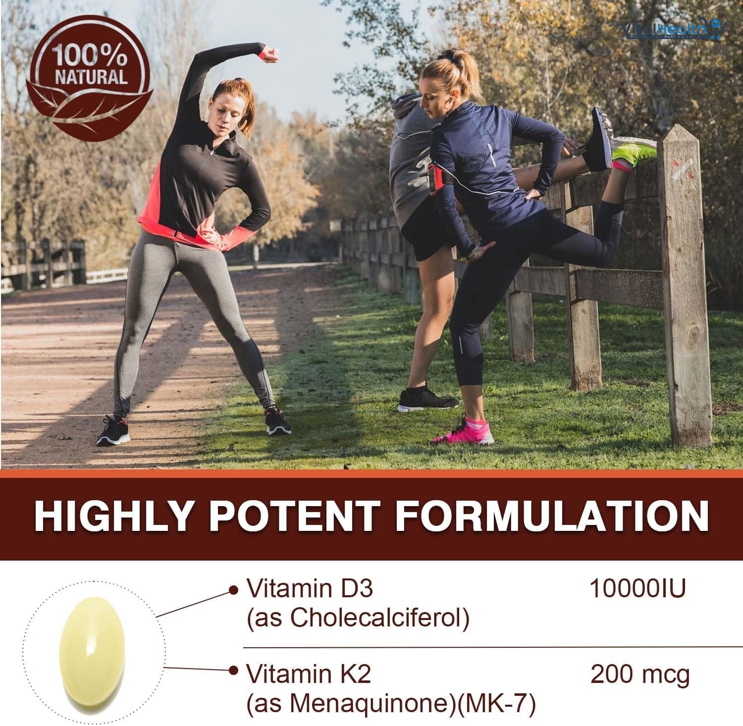 Pslalae 2-in-1 Vitamin D3 K2 Supplement Coconut Oil Softgels, 10000 IU D3 &amp; 200 MCG K2, thumbnail 5