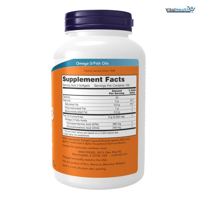 Now Omega-3 1000mg Fish Oil, 100 Softgels thumbnail 4