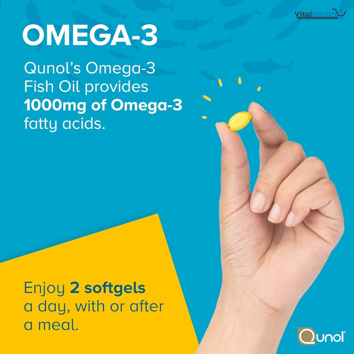 Qunol Fish Oil Omega 3 Mini Softgels, 1000mg Omega 3 EPA + DHA, Ultra Pure Supplements, Heart Health Support, Lemon Flavor, Easy to Swallow Minis, 3 Month Supply, 180 Count thumbnail 4