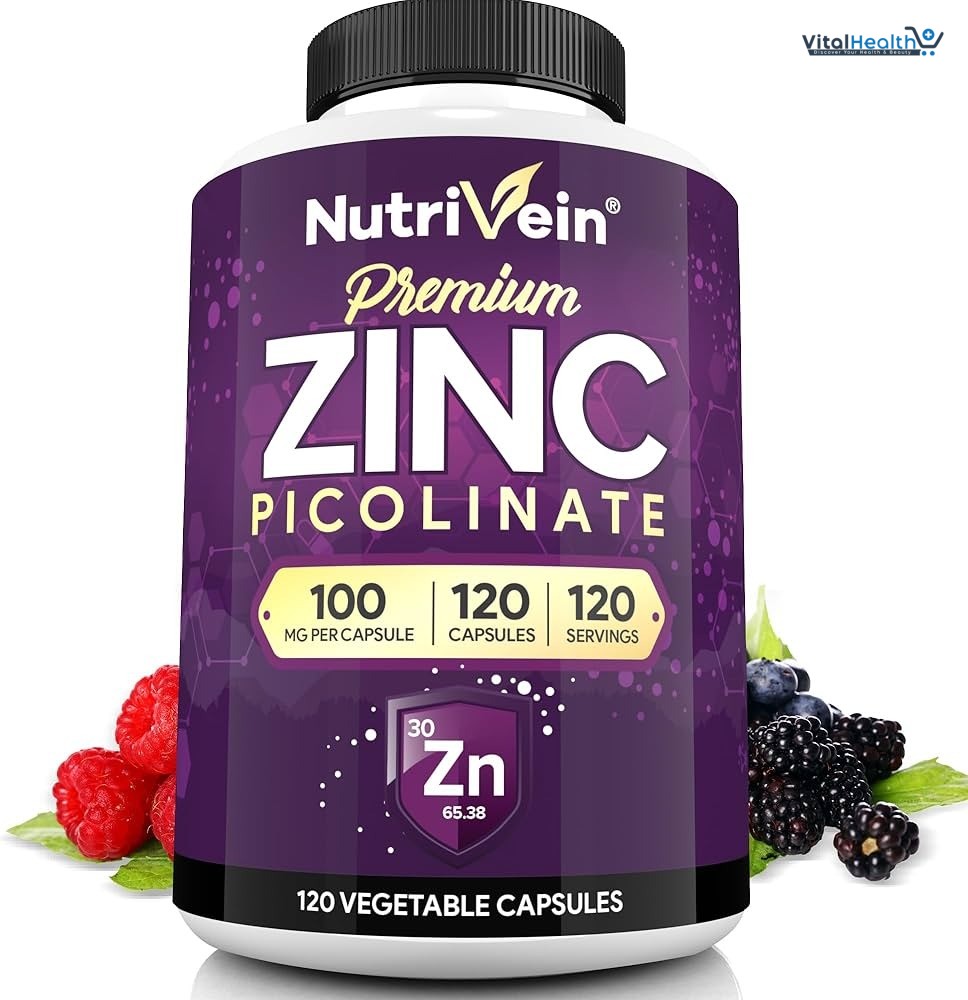 Nutrivein Premium Zinc Picolinate 100 Mg Per Serving - 120 Capsules - Boosts Immune Support, Sleep &amp; Energy thumbnail 2
