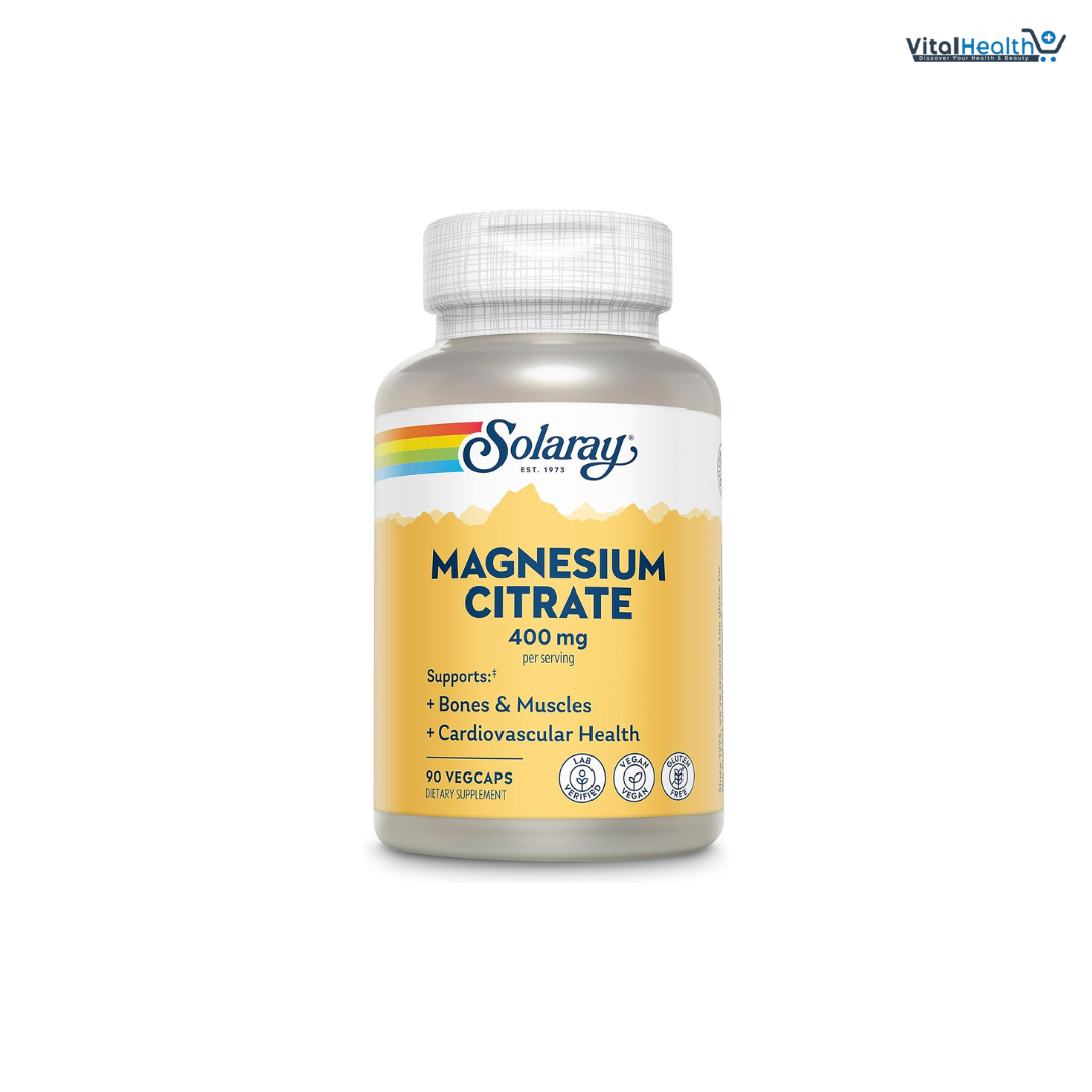 SOLARAY Magnesium Citrate 400mg - Magnesium Supplement - Bone Health, Muscle, Relaxation and Heart Health Support - Vegan, Gluten Free - 30 Servings, 90 VegCaps thumbnail 5