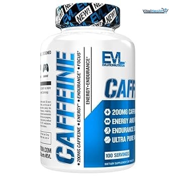 Evlution Nutrition Caffeine - Energy, Focus, &amp; Endurance Support - 200mg of Caffeine Per Serving _ 100 Tablets thumbnail 2
