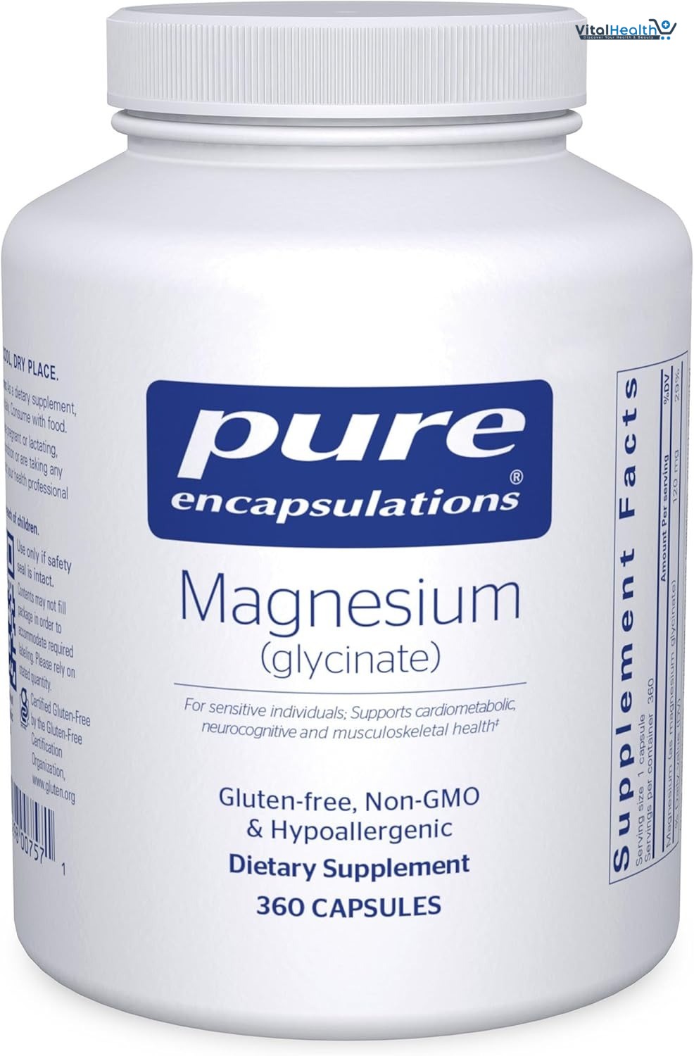 Pure Encapsulations Magnesium (Glycinate) - Supplement to Support Stress Relief, Sleep, Heart Health, Nerves, Muscles, and Metabolism* - with Magnesium Glycinate - 90 Capsules thumbnail 7
