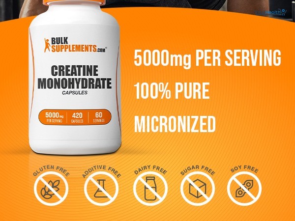 BulkSupplements.com Creatine Monohydrate Capsules - Micronized Creatine Monohydrate, Vegan Creatine, Creatine Pills 5000mg, Gluten Free, 210 Capsules thumbnail 7