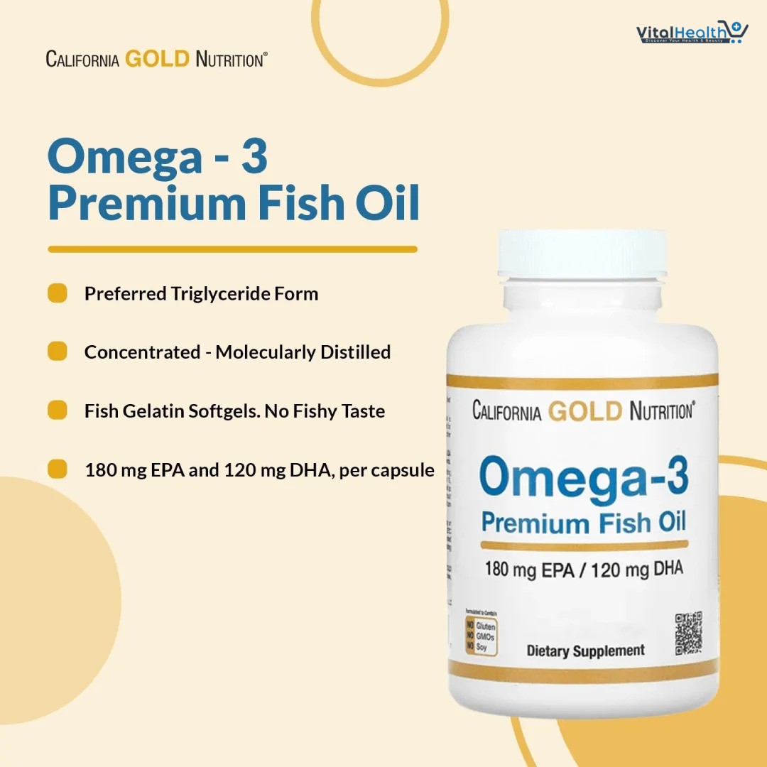 California Gold Nutrition Omega-3 Premium Fish Oil, Concentrated Formula with EPA &amp; DHA, Support for Optimal Lipid Profile &amp; Immune System, Gluten Free, Non-GMO, 100 Fish Gelatin Softgels thumbnail 6