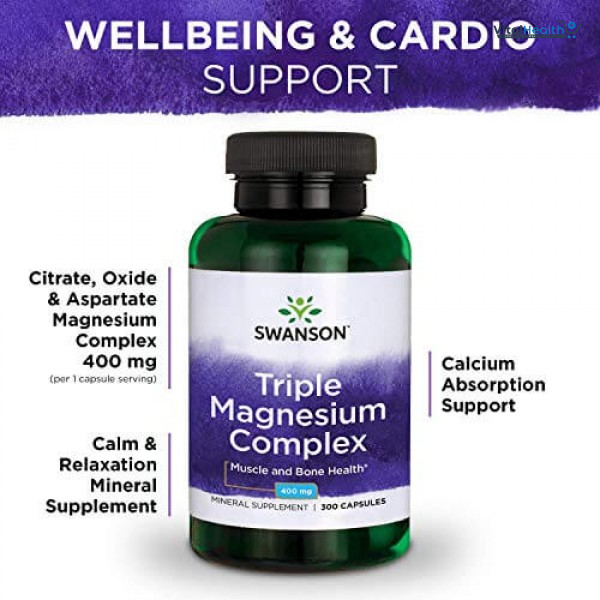 Swanson Triple Magnesium Complex - 400mg Supplement for Optimal Bone Health and Absorption - Citrate, Oxide, and Aspartate - Triple Magnesium Supplement (300 Capsules) thumbnail 7