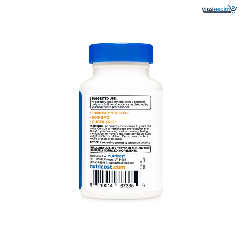 Nutricost NMN (Nicotinamide Mononucleotide) 500mg, 60 Capsules - Vegetarian Friendly, 30 Servings, Gluten Free, GMO Free thumbnail 4