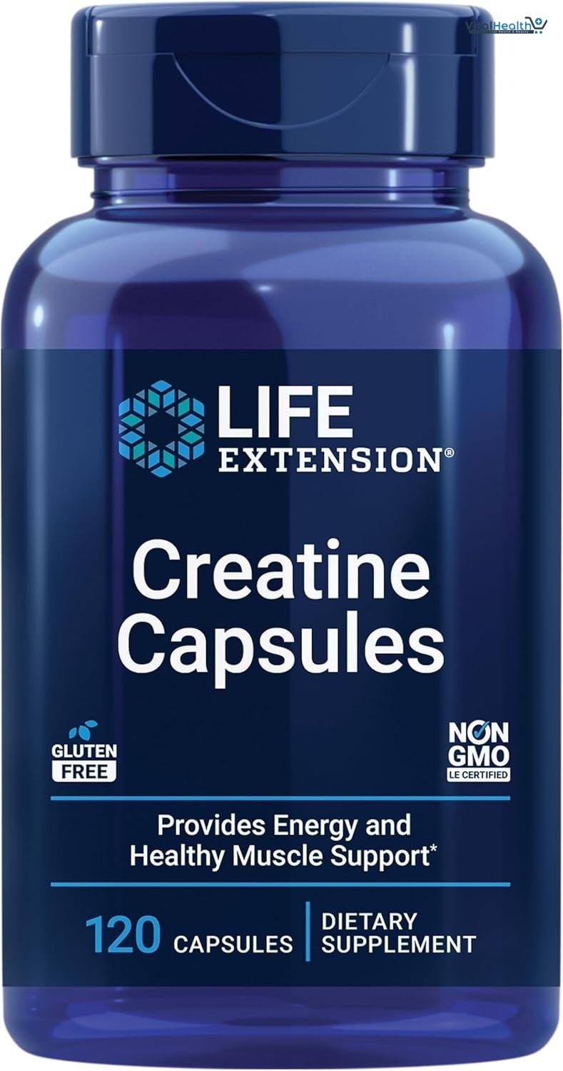 Life Extension Creatine Capsules – Creatine Monohydrate – Promotes Strength, Lean Muscle, Healthy Endurance – Non-GMO, Gluten-Free – 120 Capsules thumbnail 5