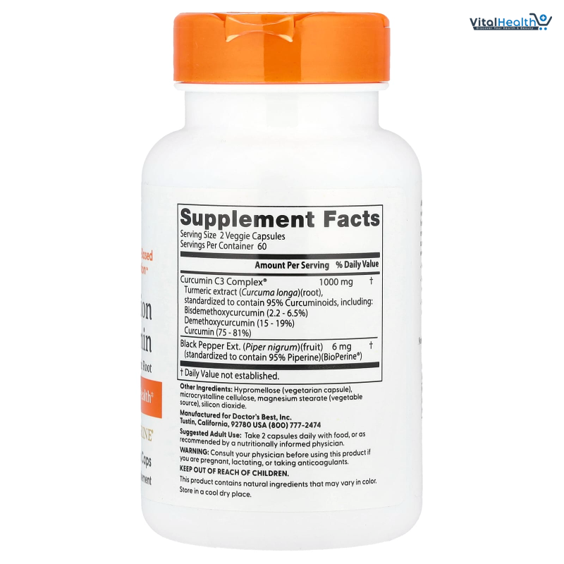 Doctors BEST High Absorption Curcumin from Turmeric Root, Supports Joint Health, Non-GMO, Gluten Free, Soy Free, Vegan 120 Veggie Caps thumbnail 6