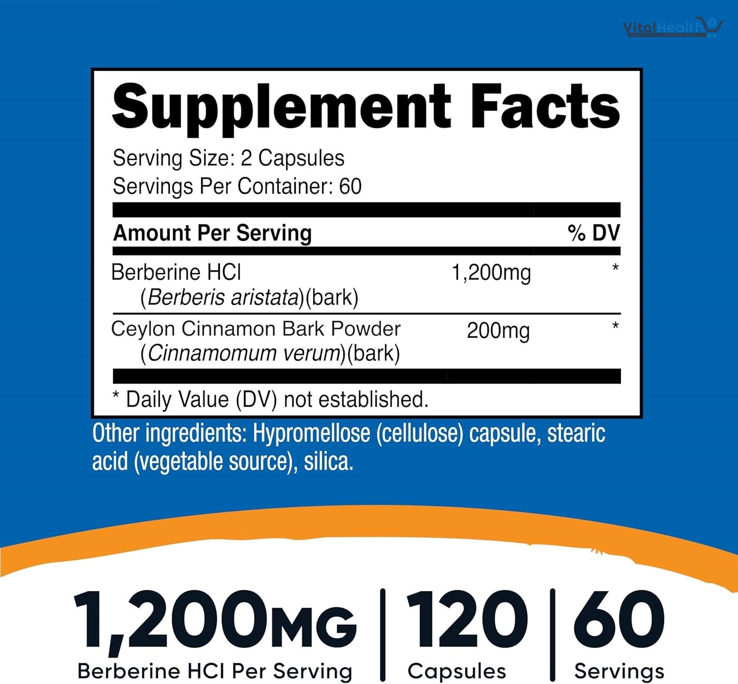 Nutricost Berberine HCl with Ceylon Cinnamon Capsules (120 Capsules, 60 Servings) - Non-GMO, Animal-Free Product thumbnail 2
