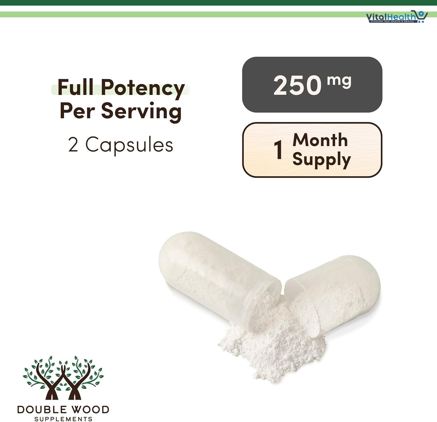 Double Wood Supplements NMN (Nicotinamide Mononucleotide) 250mg, 60 Capsules - 30 Servings, Gluten Free thumbnail 4