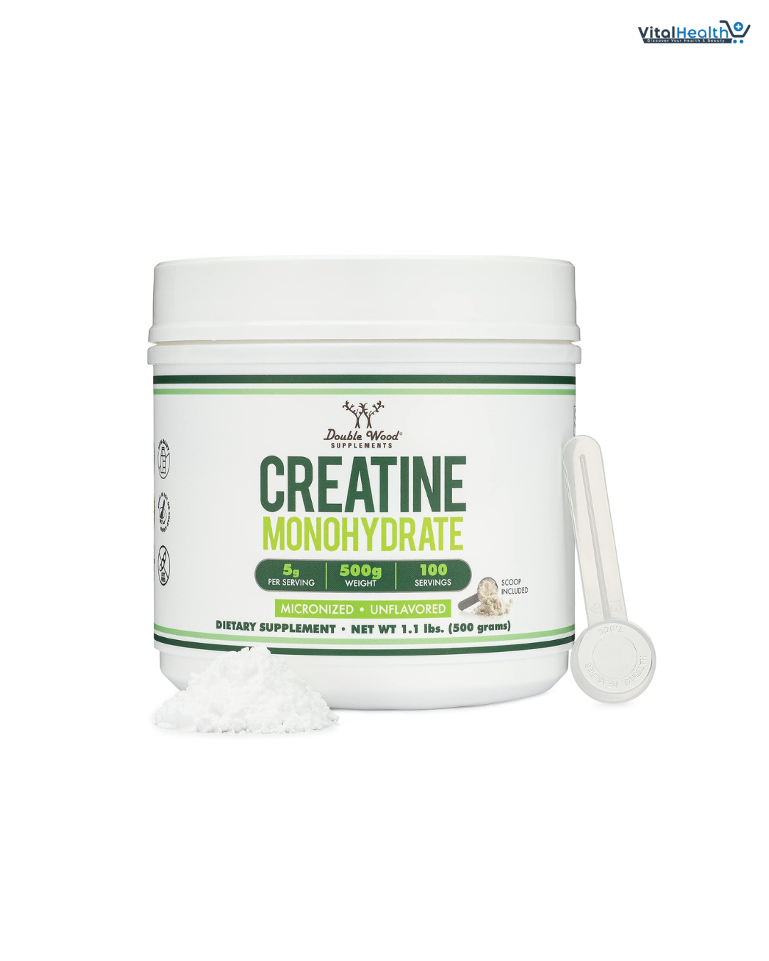 Double Wood Creatine Monohydrate Powder 1.1lbs (100 Servings of 5 Grams Each) - No Fillers, Vegan Safe, Non-GMO, Gluten Free thumbnail 5