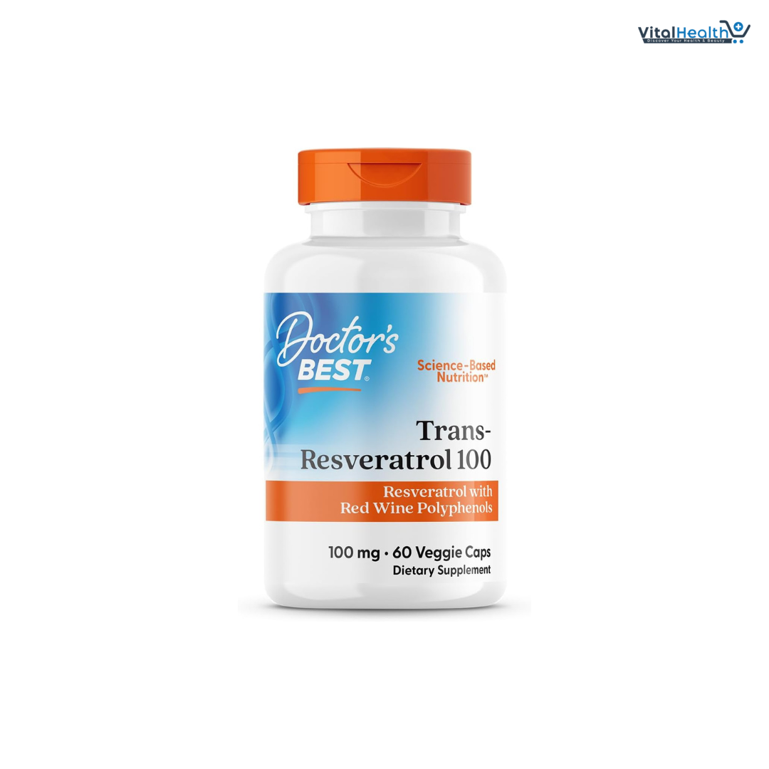 Doctors Best Trans-Resveratrol 100, Resveratrol with Red Wine Polyphenol (ResVinol), Non-GMO, Gluten Free, Soy Free, Vegan 60 Veggie Caps thumbnail 4